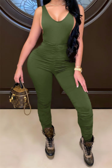 The Right Fit Jumpsuit- Olive