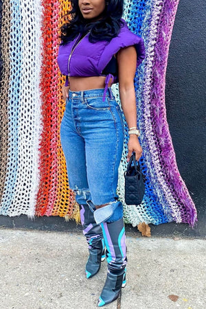 Love Your Personality Cropped Vest - Purple