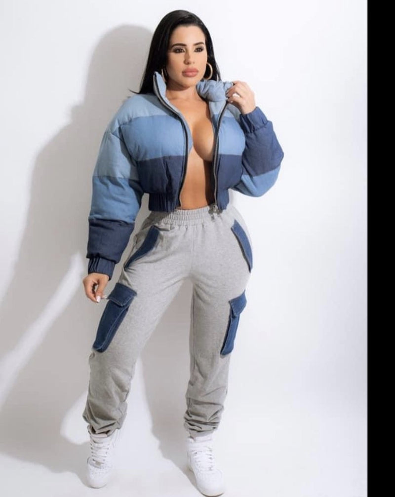 LAYER UP PUFFER COAT- Blue