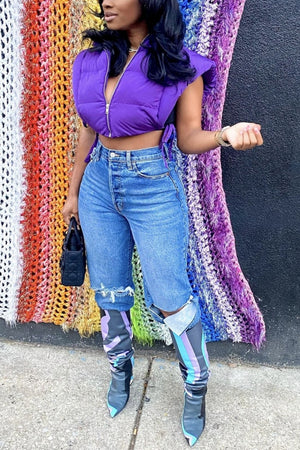 Love Your Personality Cropped Vest - Purple