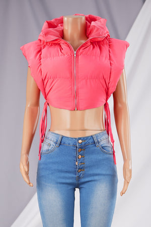 Love Your Personality Cropped Vest - Pink