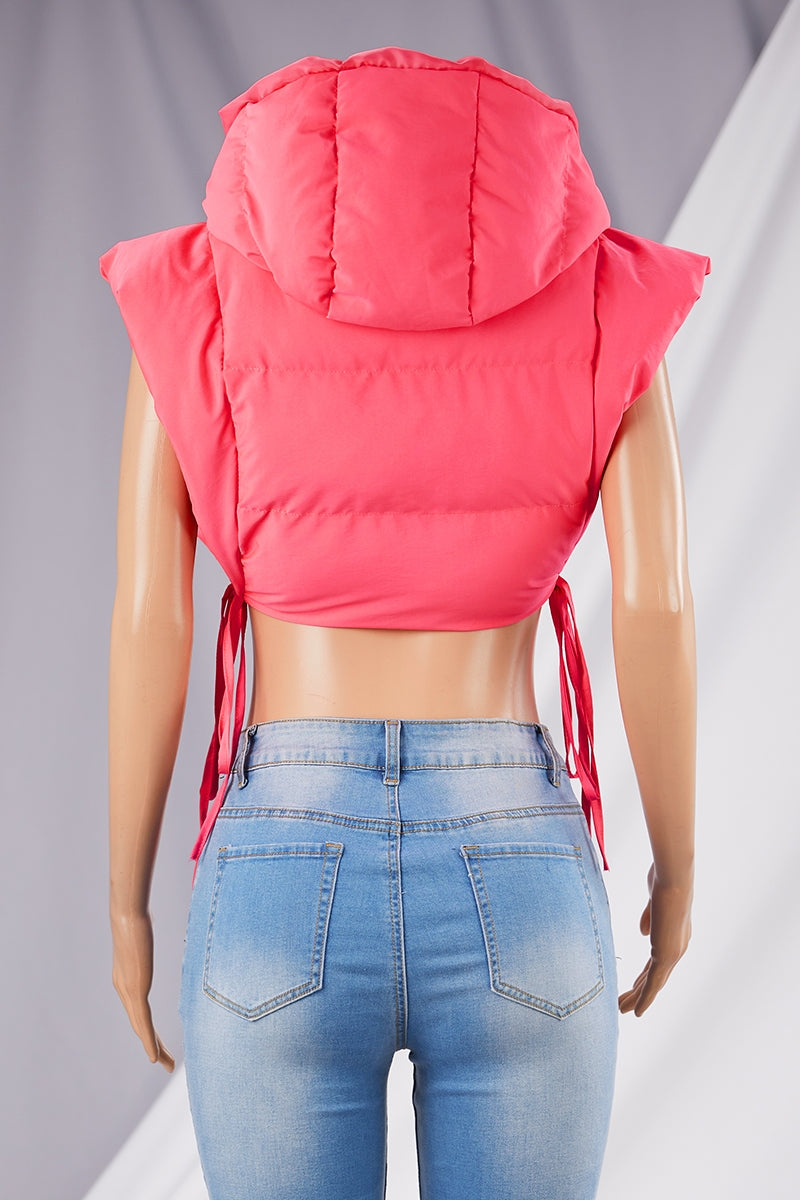 Love Your Personality Cropped Vest - Pink